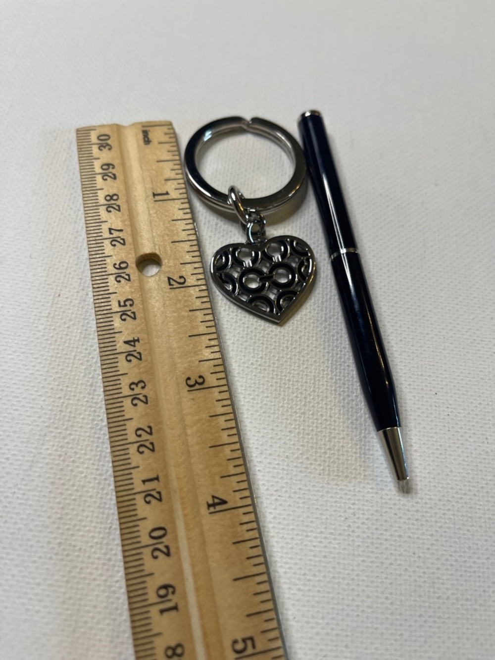 Coach Silver Heart Keychain with Black Coach C Logo and Black Coach Pen - Picture 3 of 6